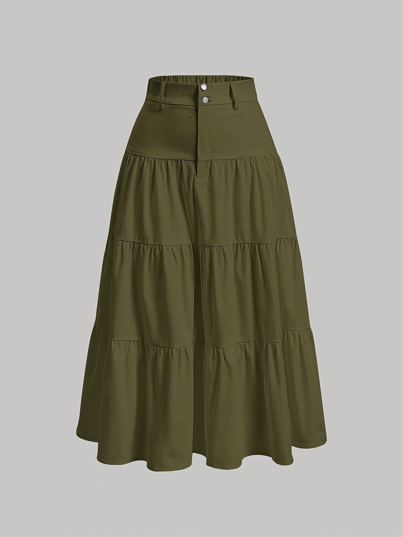 Damen Maxirock Elegant Stufenrock mit Hohem Bund für Alltag und Freizeit