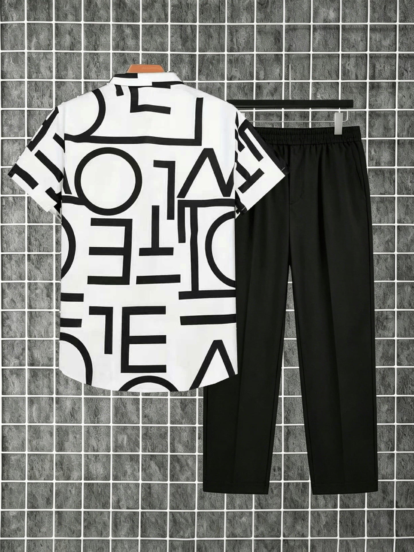 Herren Zweiteiliges Set mit Print-Hemd und Jogginghose – Moderner Streetstyle Look