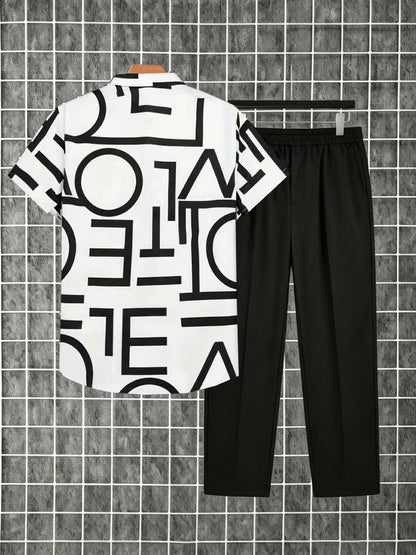 Herren Zweiteiliges Set mit Print-Hemd und Jogginghose – Moderner Streetstyle Look