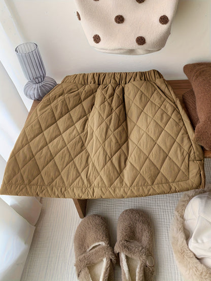 Gesteppter Minirock mit Gummibund in Beige