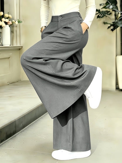 Damen Weitbeinige Business-Hose mit Hohem Bund – Eleganter Alltags- und Büro-Look