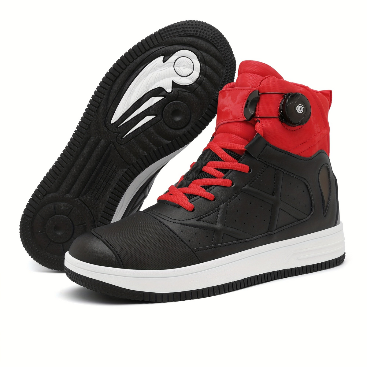 Hoher Sneaker für Herren, Schwarz mit Schnürsenkeln & Drehverschluss