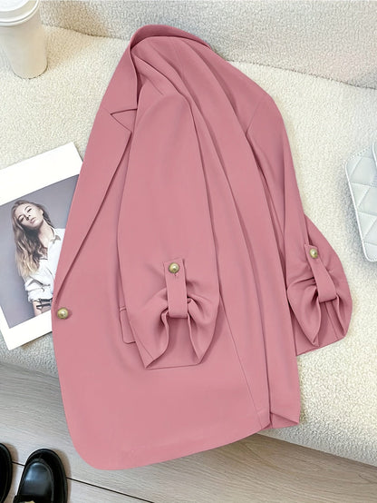 Damen Blazer Anzugjacke mit Umlegekragen und 3/4-Ärmeln – Eleganter Business-Look für Alltag und Büro