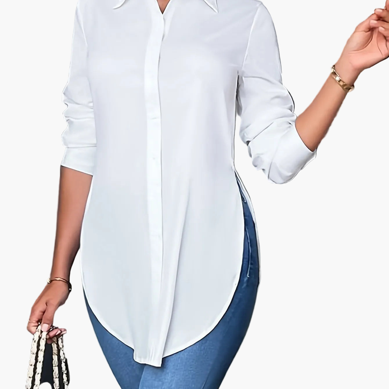 Damen Langarm Bluse Elegant Business Freizeit Hemd Blusenshirt
