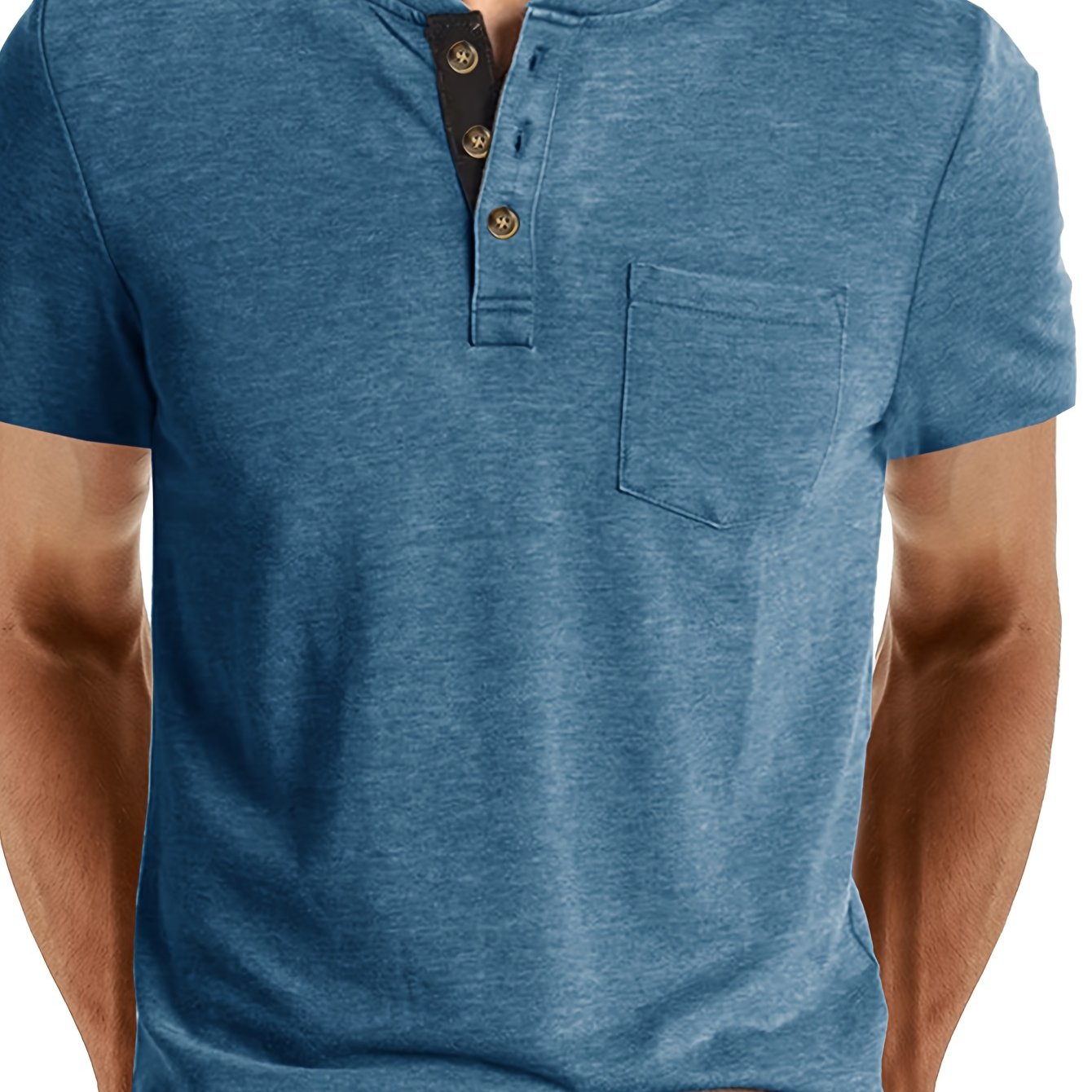 Herren Henley T-Shirt mit Knopfleiste und Brusttasche – Freizeitstil für Alltag und Wochenende