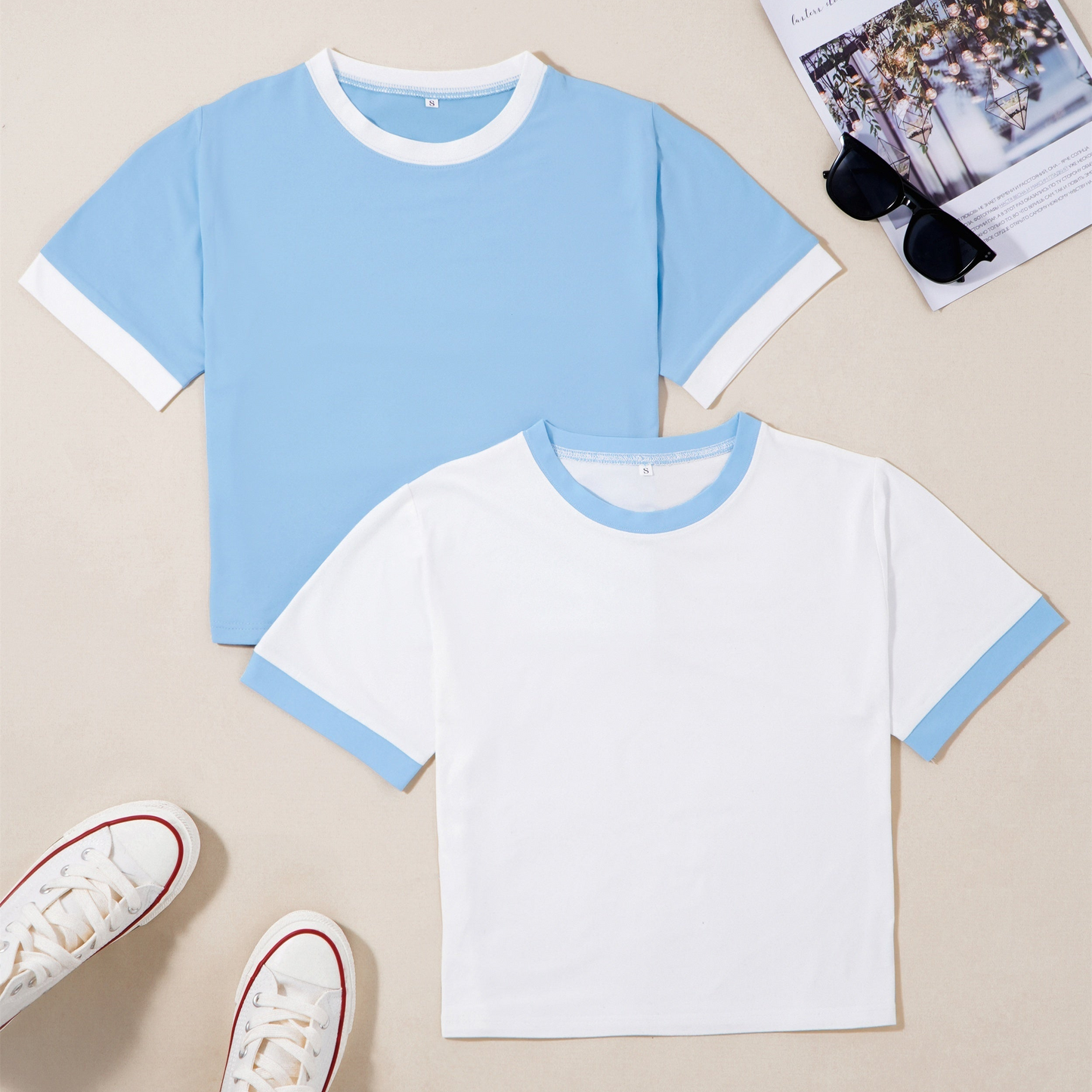 Unisex Kontrast-T-Shirt im modernen Casual-Stil – Perfekt für Alltag & Freizeit