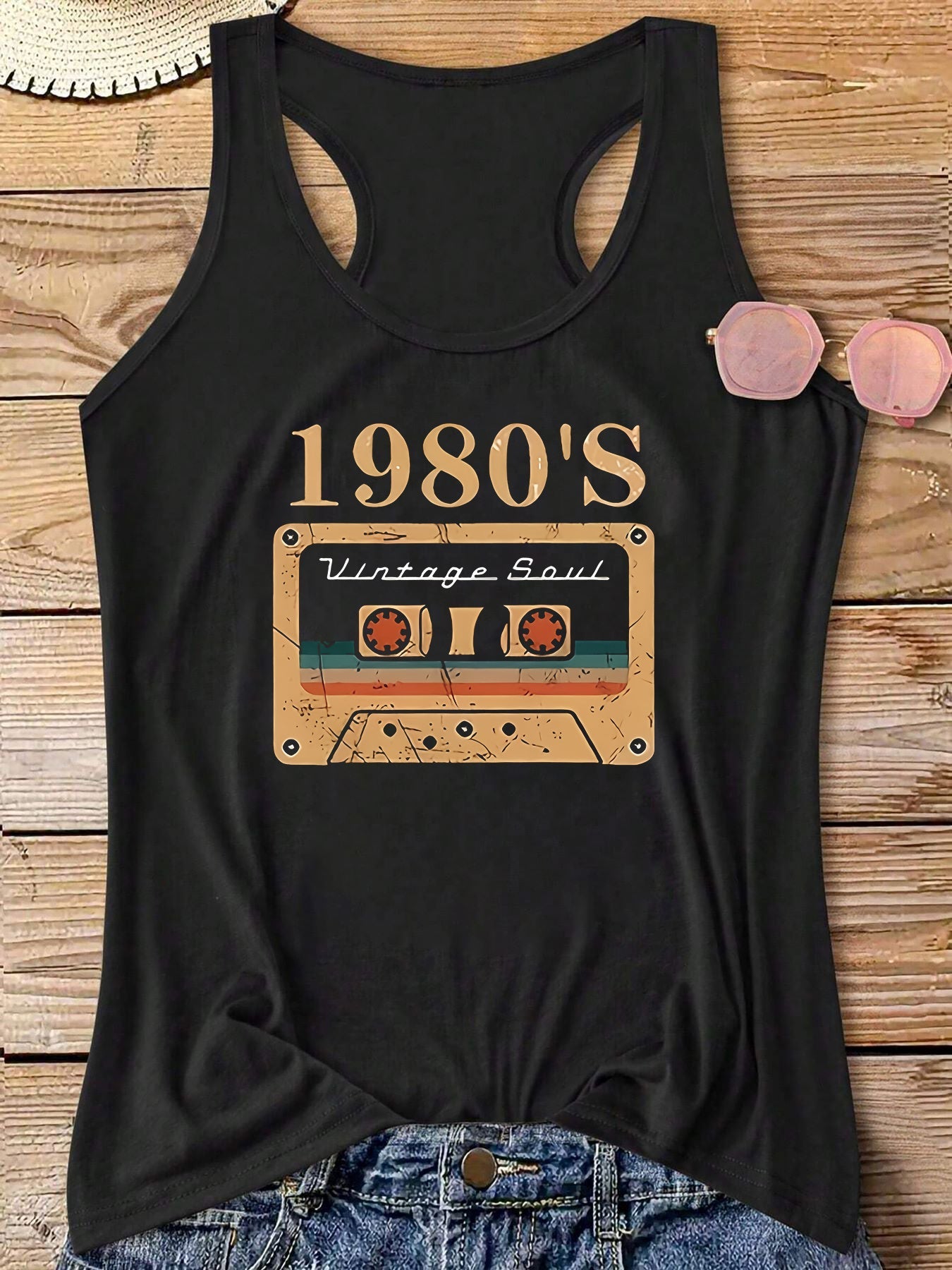 Damen Tanktop 1980er Vintage Soul Retro Musik Grafik