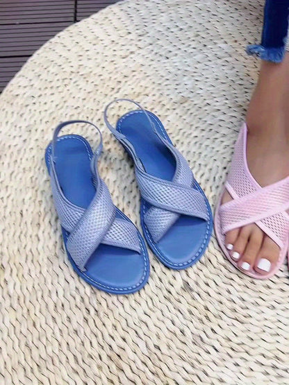 Damen Mesh-Sandalen mit Überkreuzten Riemen – Bequeme Sommerschuhe für Freizeit und Alltag