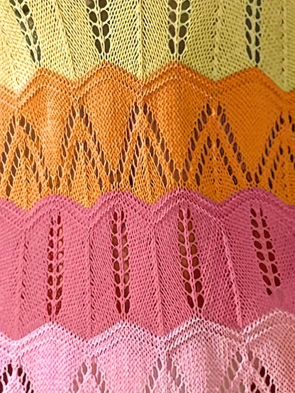 Damen Boho Häkel Minikleid mit Zickzackmuster für Urlaub und Freizeit