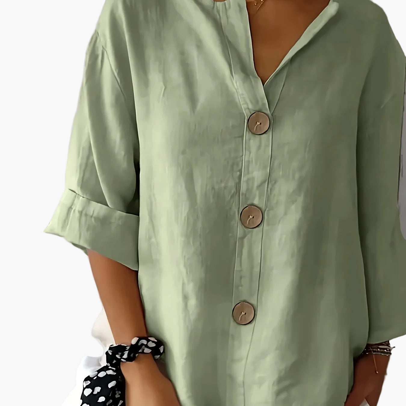 Damen Bluse mit Knopfleiste und 3/4-Ärmeln – Casual Eleganz für Alltag & Büro