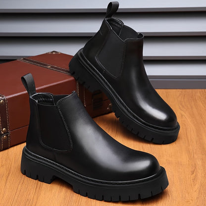Chelsea Boots Herren Schwarz mit Profilsohle