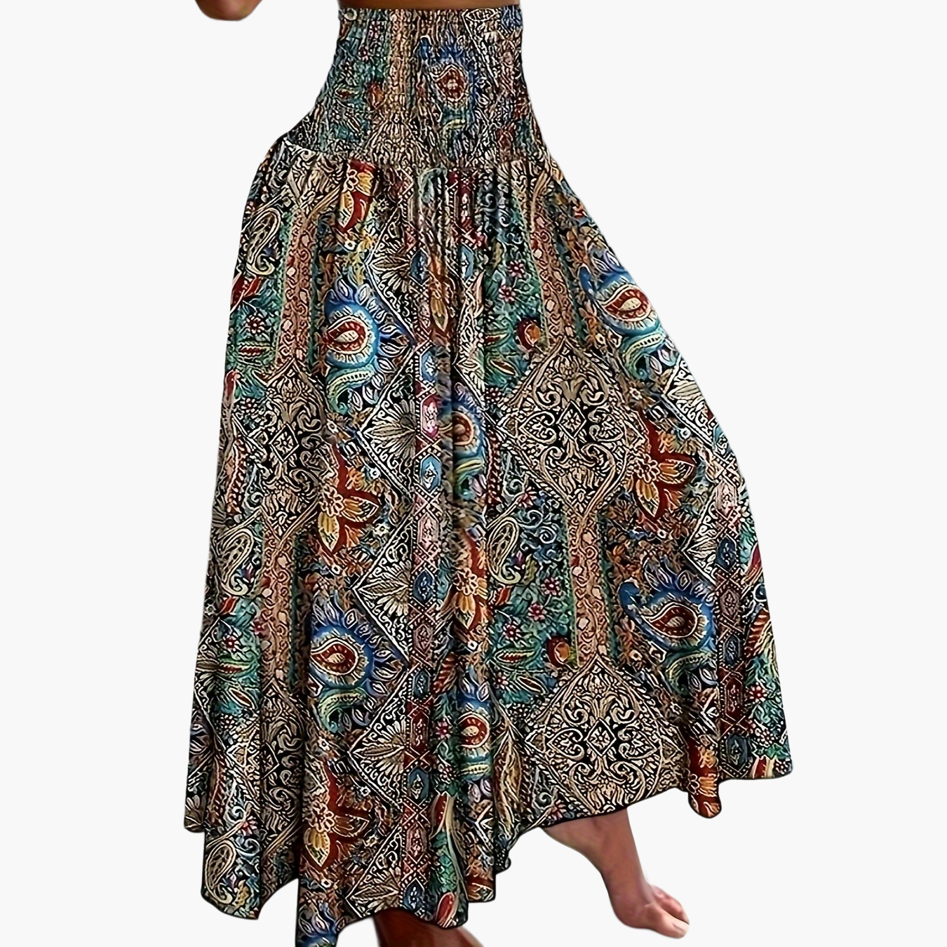 Damen Maxirock mit tropischem Print – Eleganter Boho-Stil für Sommer und Urlaub