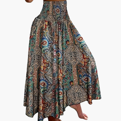 Damen Maxirock mit tropischem Print – Eleganter Boho-Stil für Sommer und Urlaub