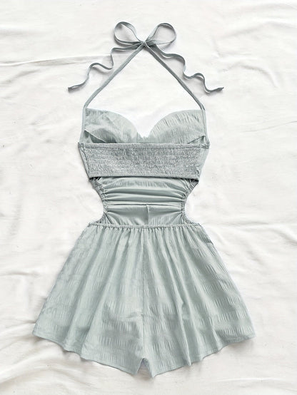 Damen Einteiler Jumpsuit mit Halterneck und Cut-Outs – Modischer Sommer-Overall für Urlaub & Freizeit