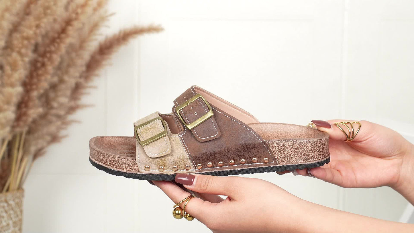 Damen Vintage Komfort Sandalen mit Schnallen – Bequeme Sommerschuhe für Freizeit & Alltag