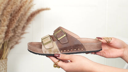 Damen Vintage Komfort Sandalen mit Schnallen – Bequeme Sommerschuhe für Freizeit & Alltag