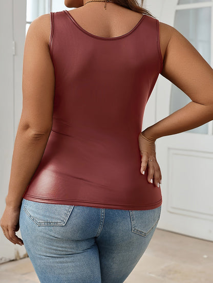 Damen Top in Leder-Optik – Figurbetontes Tanktop für Freizeit und Ausgehen