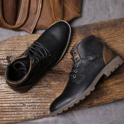 Herren Stiefeletten Schnürschuh Profilsohle