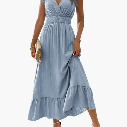 Damen Elegantes Maxikleid mit Volantärmeln und Schmeichelnder Taille – Perfekt für Sommer und besondere Anlässe