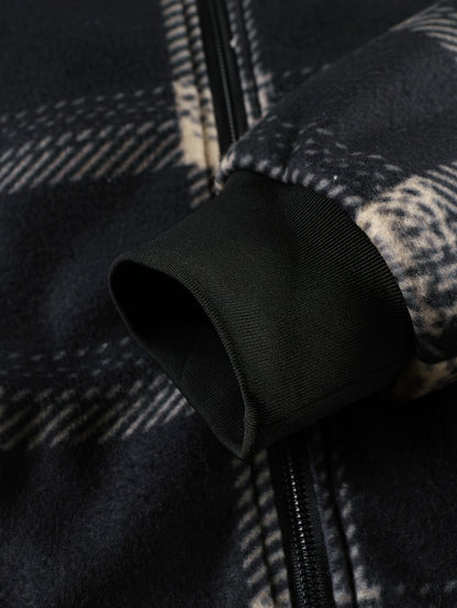 Karierte Herren Kapuzenjacke gefüttert mit Fleece