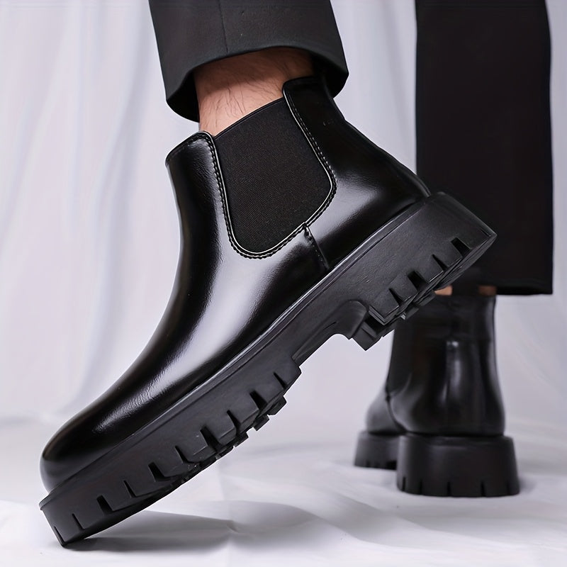 Schwarze Chelsea Boots mit Profilsohle für Damen
