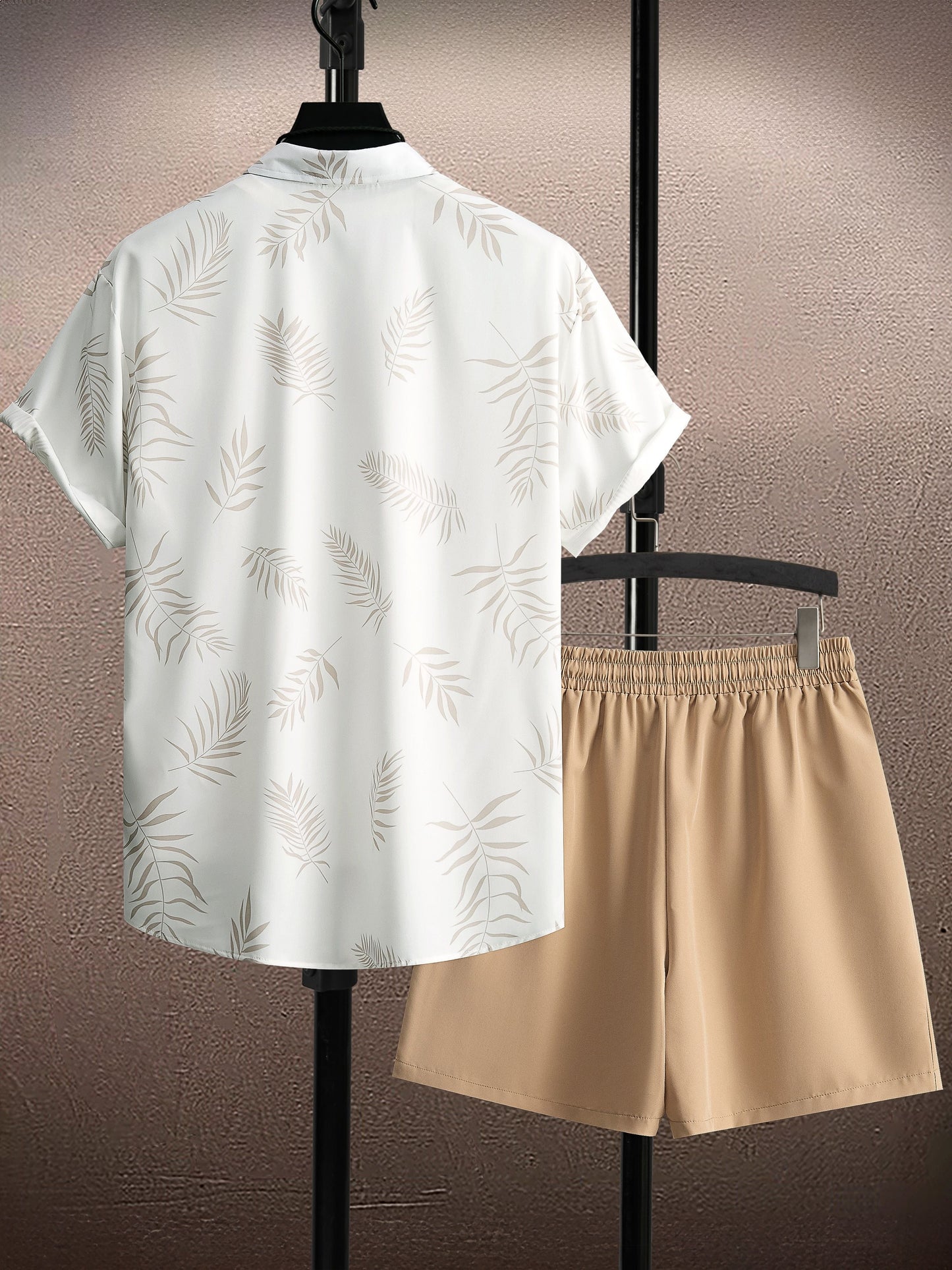 Herren Sommer Freizeit Set – Tropisches Kurzarmhemd mit T-Shirt und Shorts, Ideal für Urlaub & Alltag