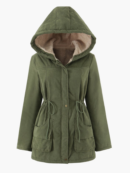 Damen Winterparka mit Kapuze und Fleece-Futter – Lässiger Outdoor-Mantel