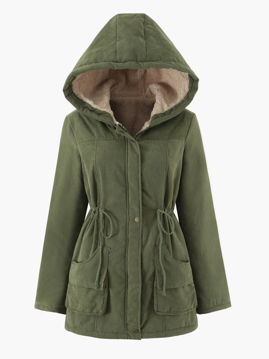 Damen Winterparka mit Kapuze und Fleece-Futter – Lässiger Outdoor-Mantel