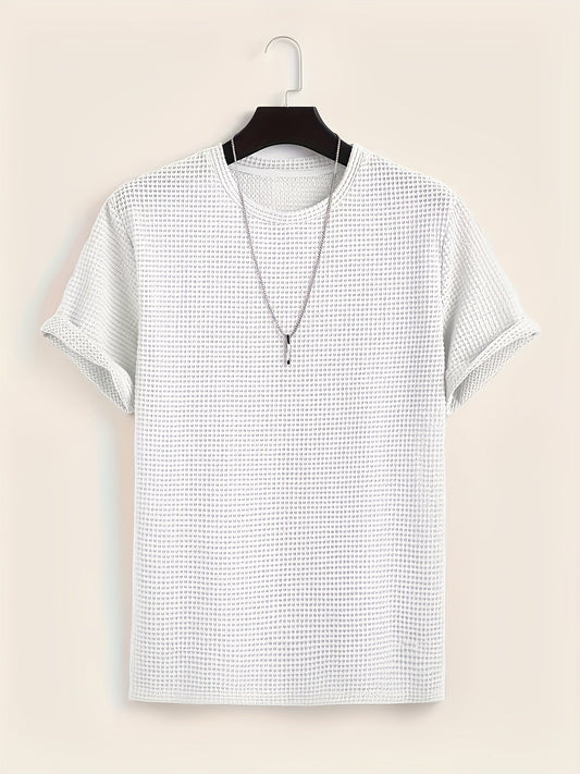 Herren T-Shirt mit Strukturmuster und modernem Kurzarm-Design – Lässiges Sommer-Essential für stilvolle Looks