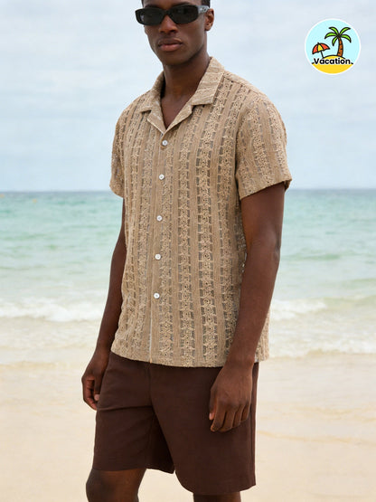 Herren Sommer-Strandhemd im Boho-Stil – Lässiges Jacquard-Design für Urlaub und Freizeit