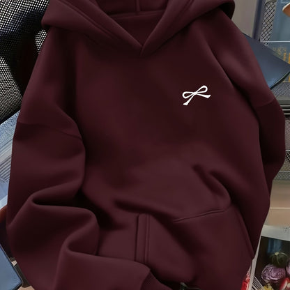Damen Oversized Hoodie mit Schleifen-Stickerei – Lässiger Pullover für Alltag und Freizeit
