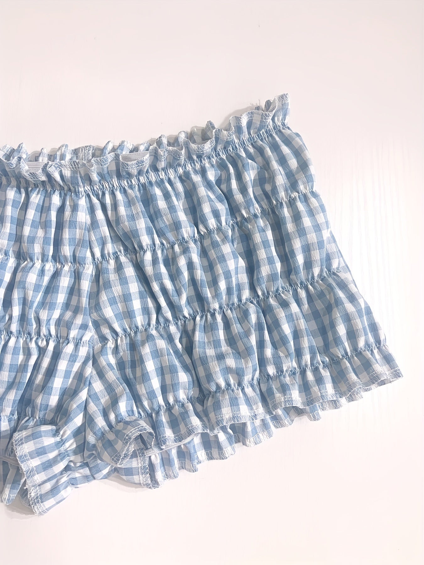 Damen Y2K Karierte Rüschenshorts – Verspielte Sommer-Shorts für Freizeit & Loungewear