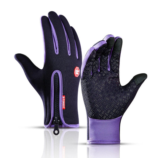 Winter Outdoor Handschuhe mit Reißverschluss, touchscreenfähig, rutschfeste Handfläche