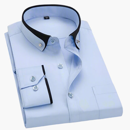 Herren Business Freizeithemd – Klassisches Langarmhemd mit Kontrastkragen für Büro & Alltag