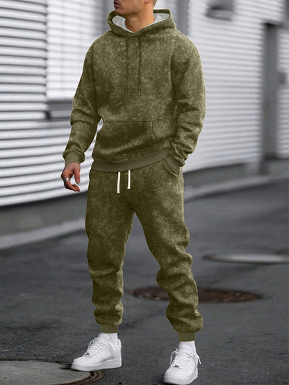 Herren Hoodie & Jogginghose Set Tarnmuster, Sportanzug mit Kapuze und Kordelzug, Trainingsanzug