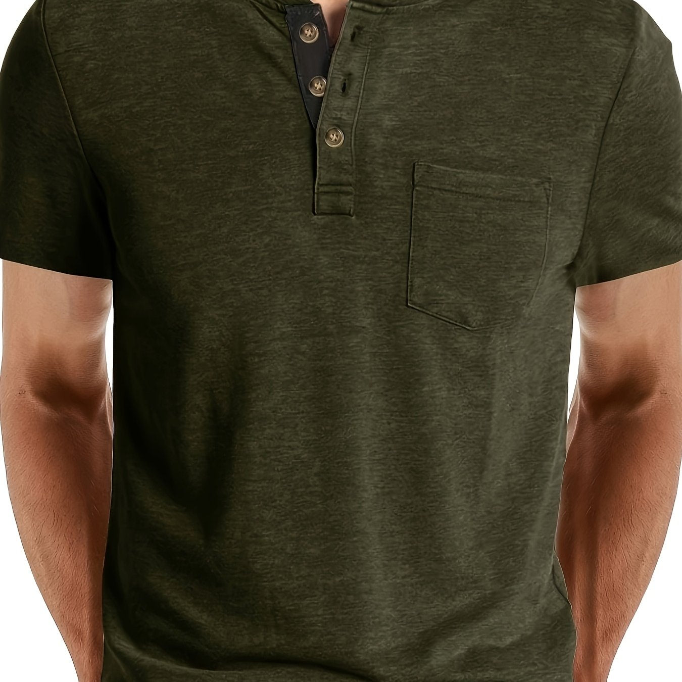 Herren Henley T-Shirt mit Knopfleiste und Brusttasche – Freizeitstil für Alltag und Wochenende