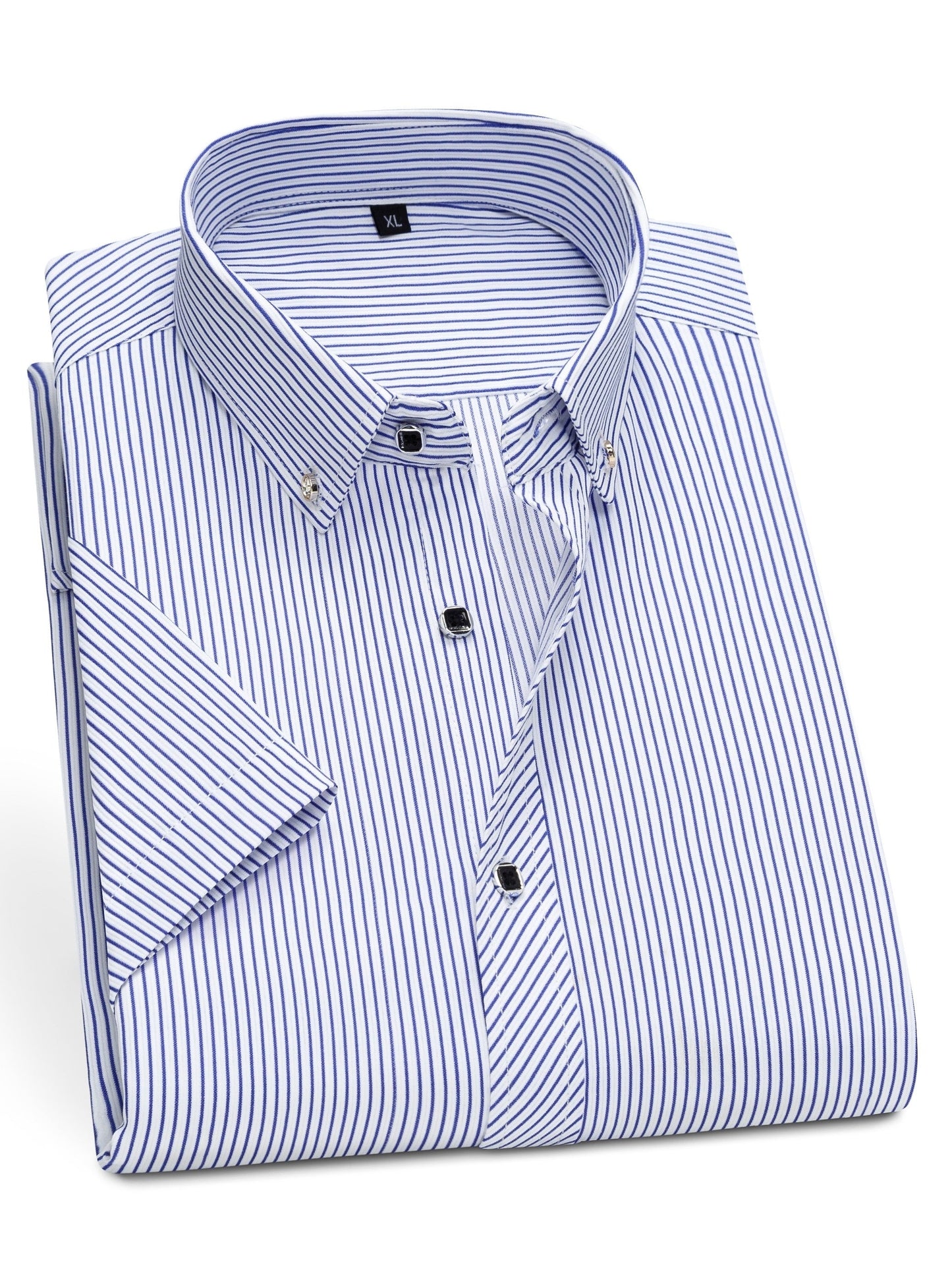 Herren Kurzarm Business-Hemd mit feinem Streifenmuster und modernem Kragen – Eleganter Look für Büro und Freizeit