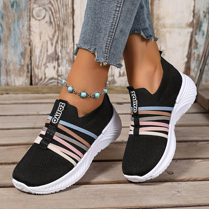 Damen Slip-On Freizeitschuhe mit Streifen – Bequeme Alltagssneaker für Freizeit & Spaziergänge