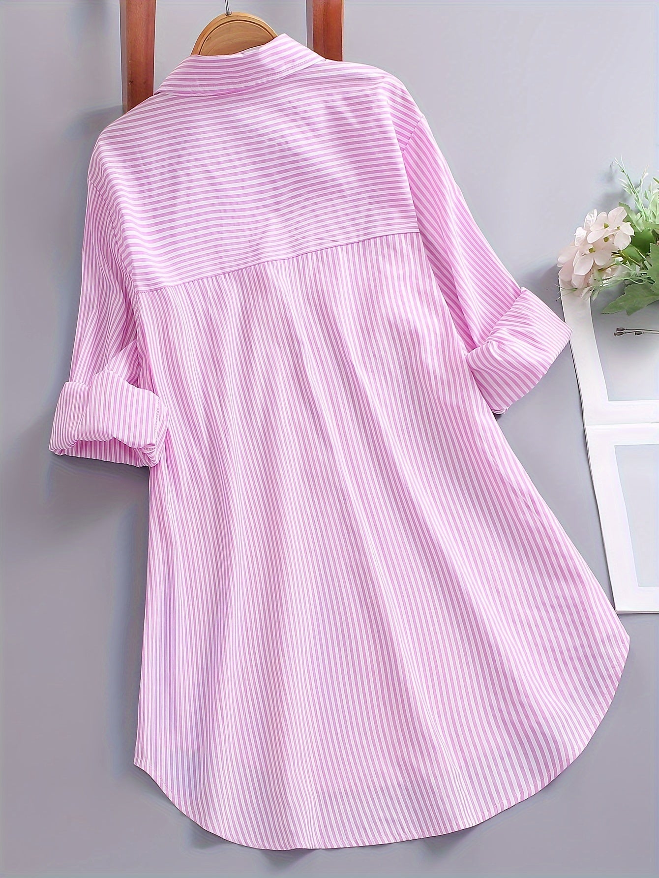 Damen Business Freizeithemd mit Streifenmuster – Elegantes Oversize Blusenshirt für Büro & Alltag