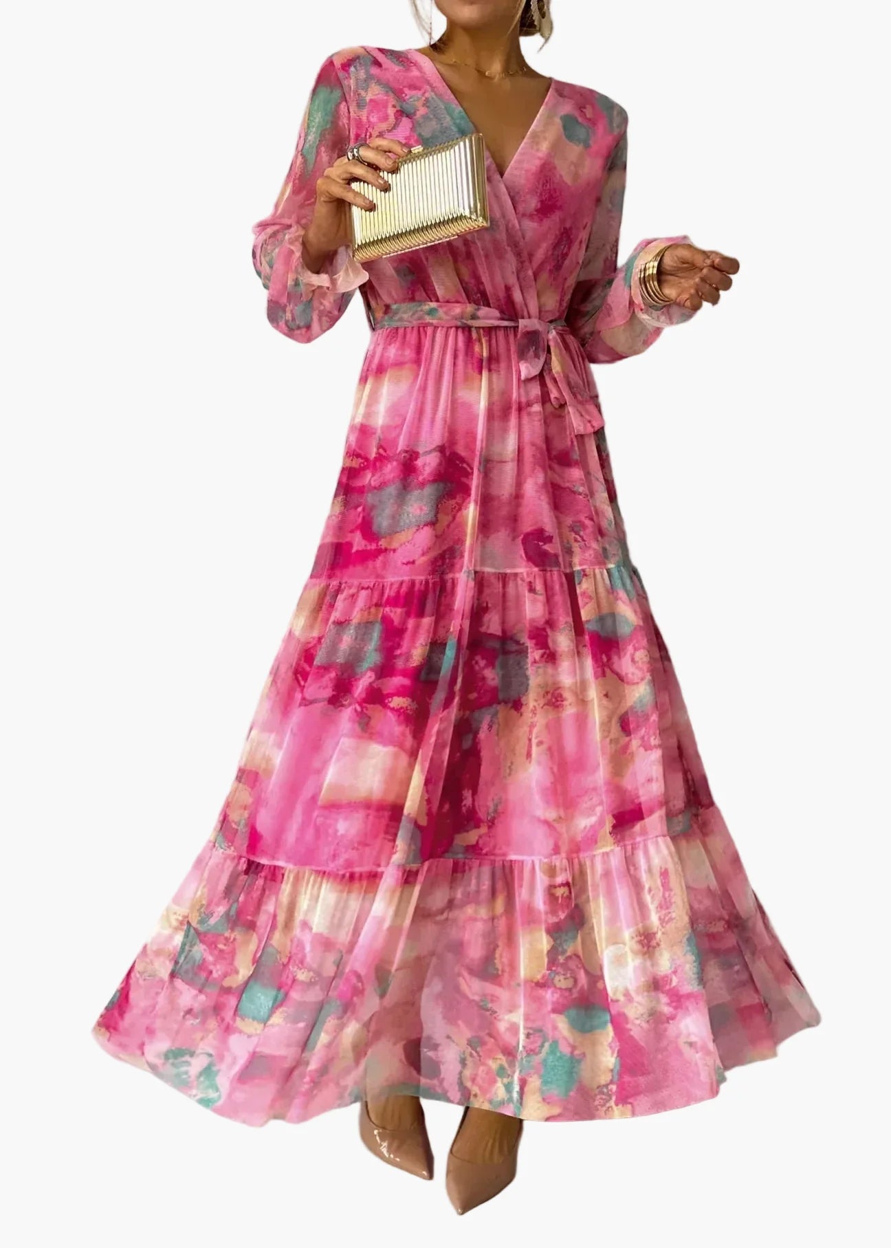 Damen Maxikleid Wickelkleid Elegant Boho Stil – Perfekt für Feste und besondere Anlässe