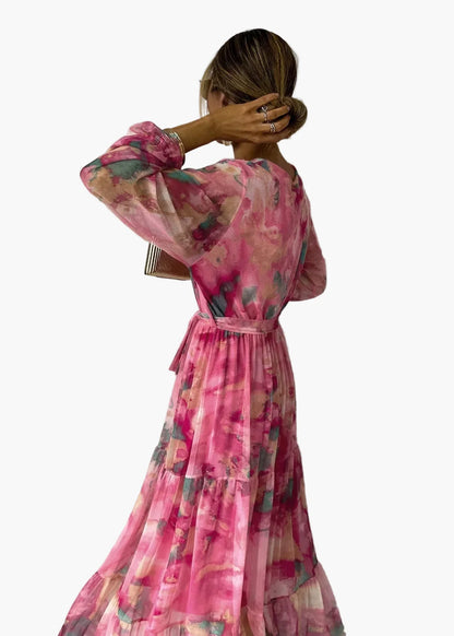 Damen Maxikleid Wickelkleid Elegant Boho Stil – Perfekt für Feste und besondere Anlässe