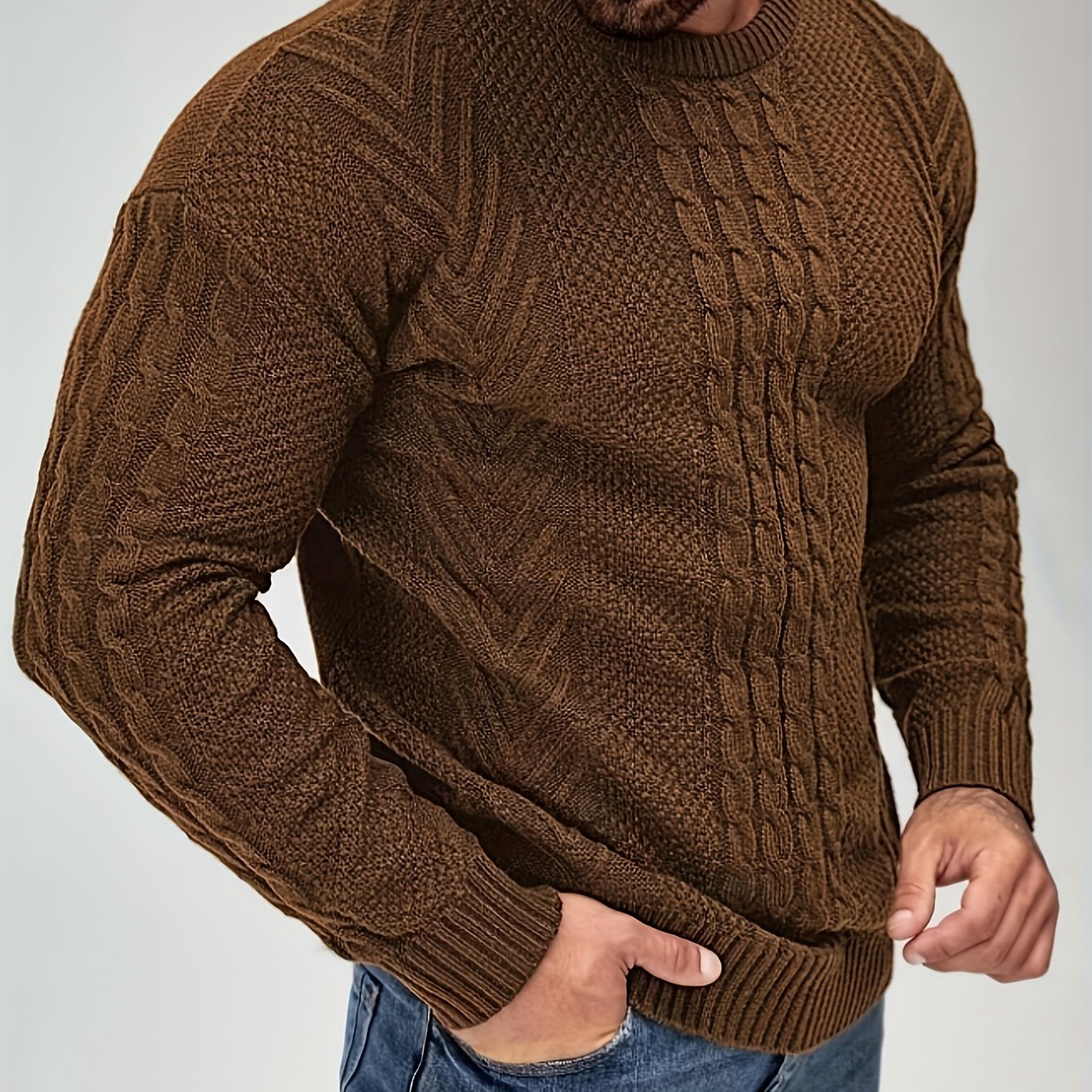 Herren Strickpullover mit Zopfmuster – Modischer Freizeitpulli für Herbst & Winter