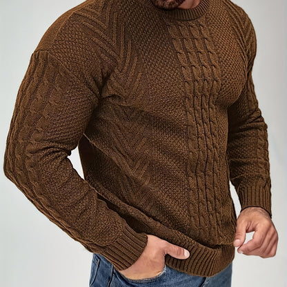 Herren Strickpullover mit Zopfmuster – Modischer Freizeitpulli für Herbst & Winter