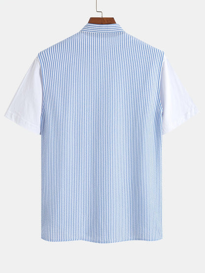 Herren Ärmelloses Streifenhemd im modernen Henley-Stil für Freizeit und Alltag