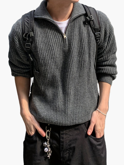 Herren Strickpullover mit Reißverschluss – Lässiger Freizeitstil für Frühling & Herbst