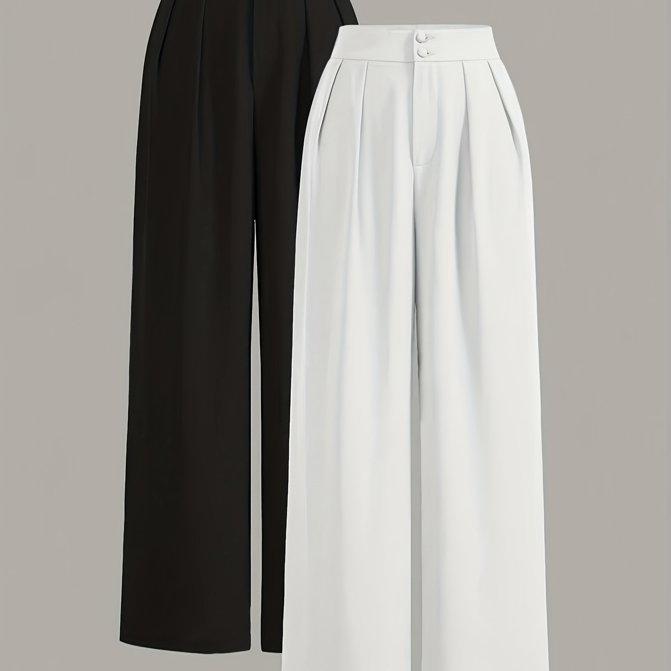 Damen Weite High-Waist Anzughose Elegant mit Bügelfalten Business & Freizeit