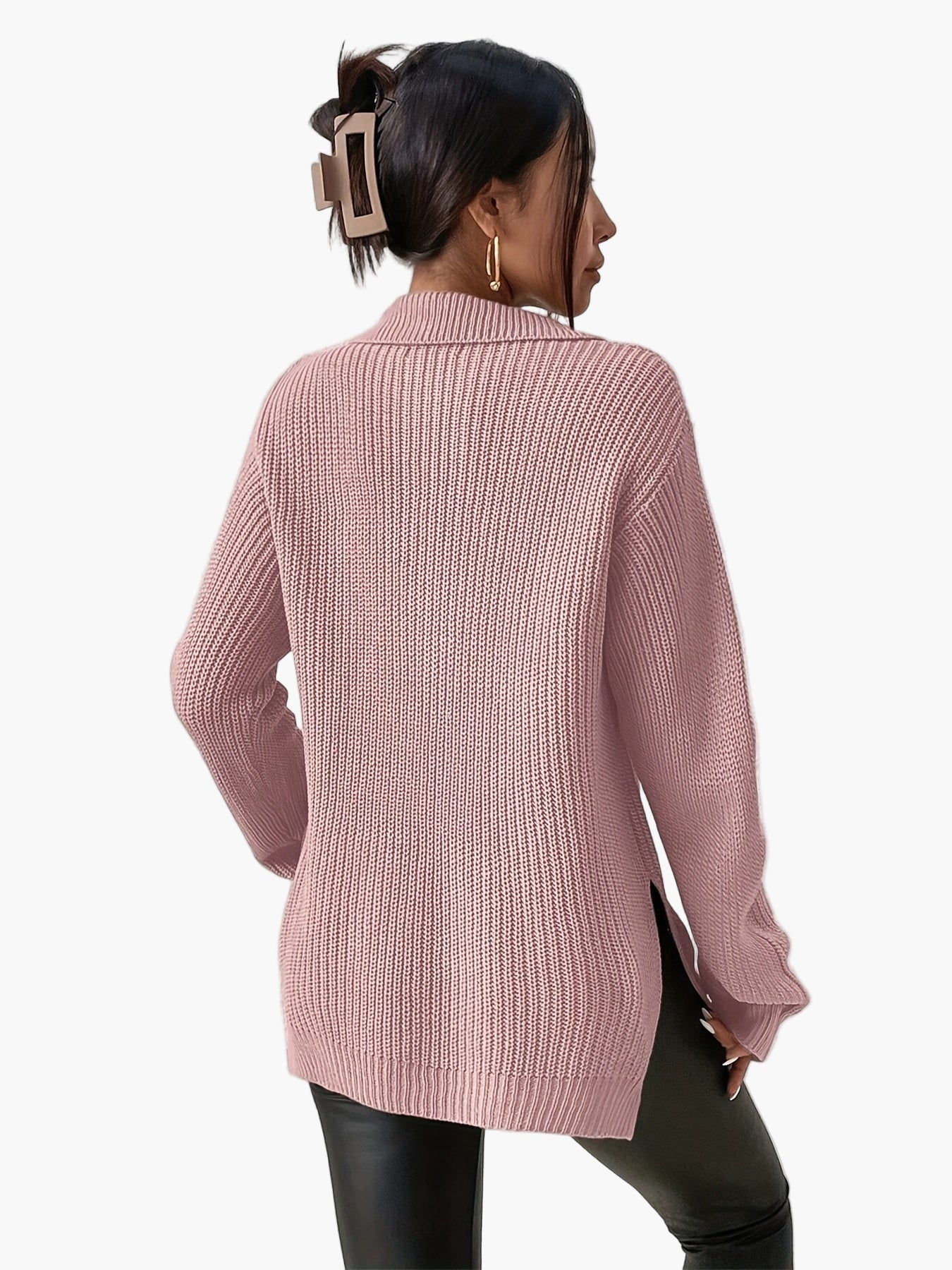 Damen Strickpullover mit Zipper und hohem Kragen – Modischer Herbst/Winter Sweater für Alltag und Freizeit
