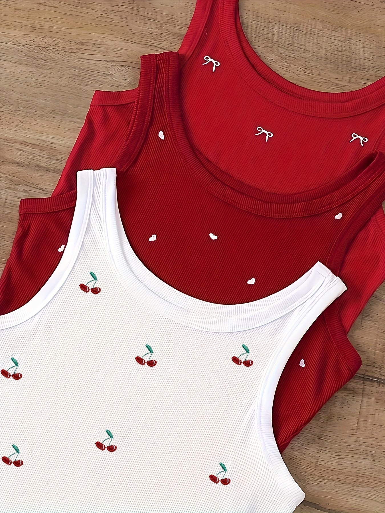 Damen Crop Top im Sommerstil mit Kirschen-Stickerei – Freizeit & Streetwear