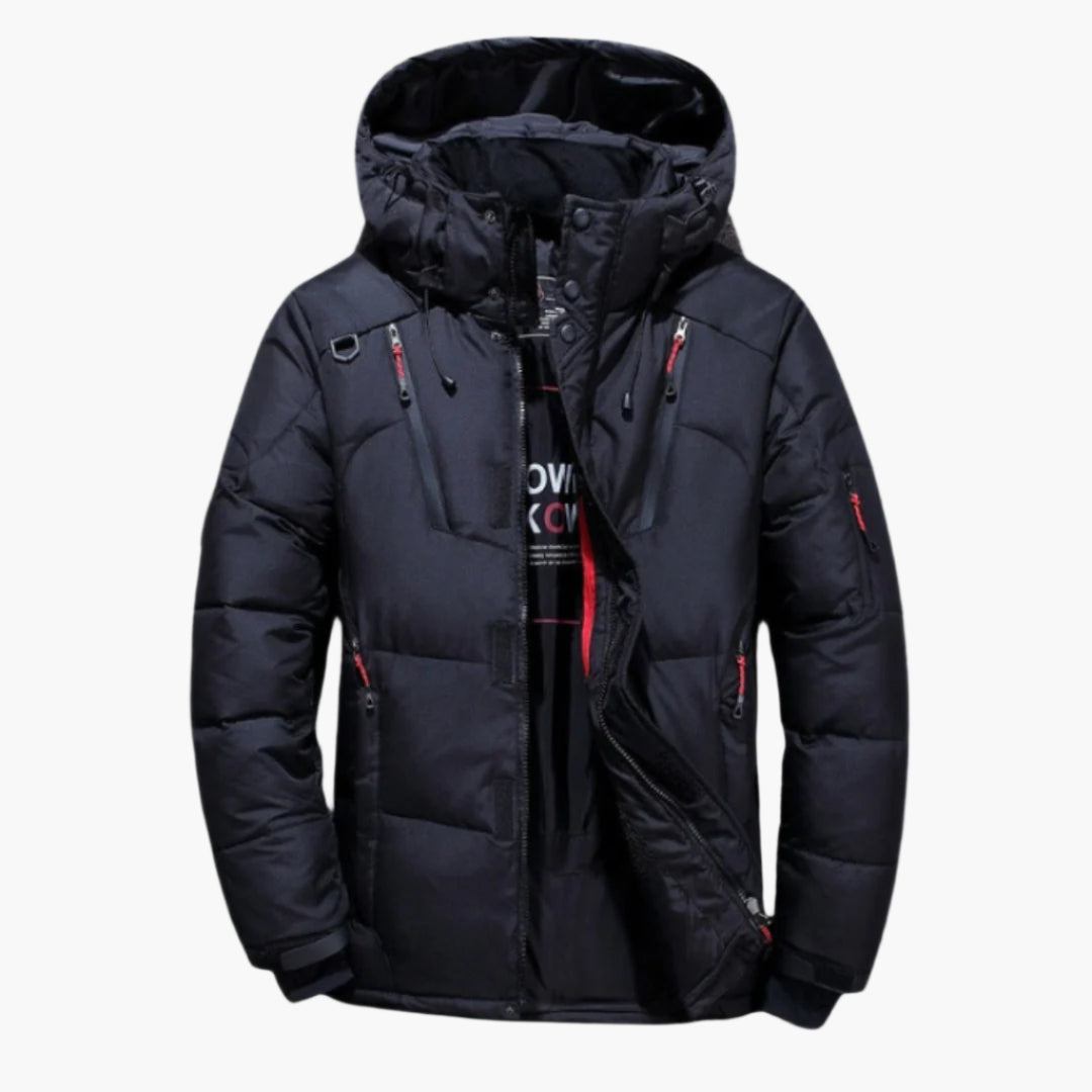 Herren-Winterjacke mit Kapuze und funktionalem Design