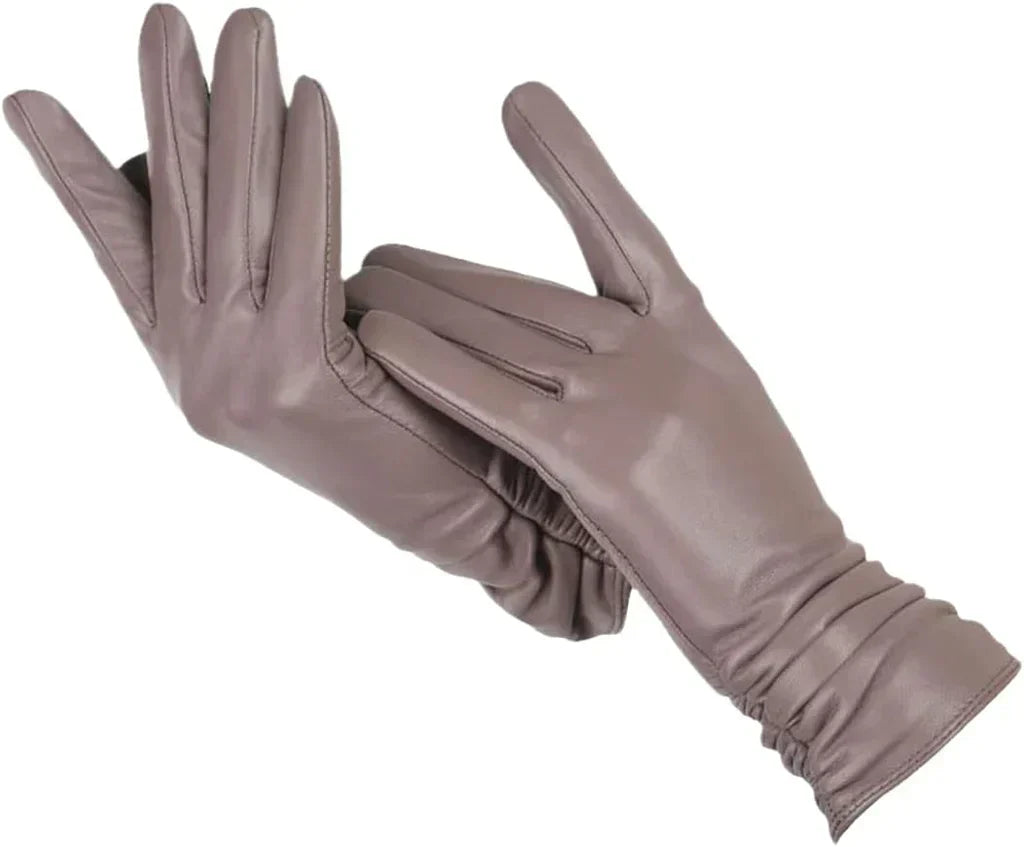 Damen Handschuhe aus weichem Material mit gerafftem Bund – Auswahl an Farben